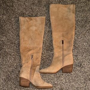Vince Camuto Nestel Tan Suede Knee-High Boots